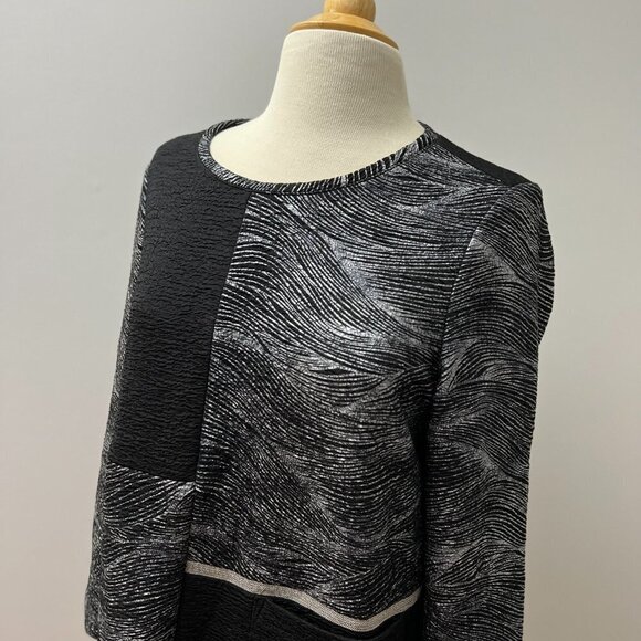 IC by Connie K Black Silver Mixed Media Tunic Top Sz S - Picture 9 of 12